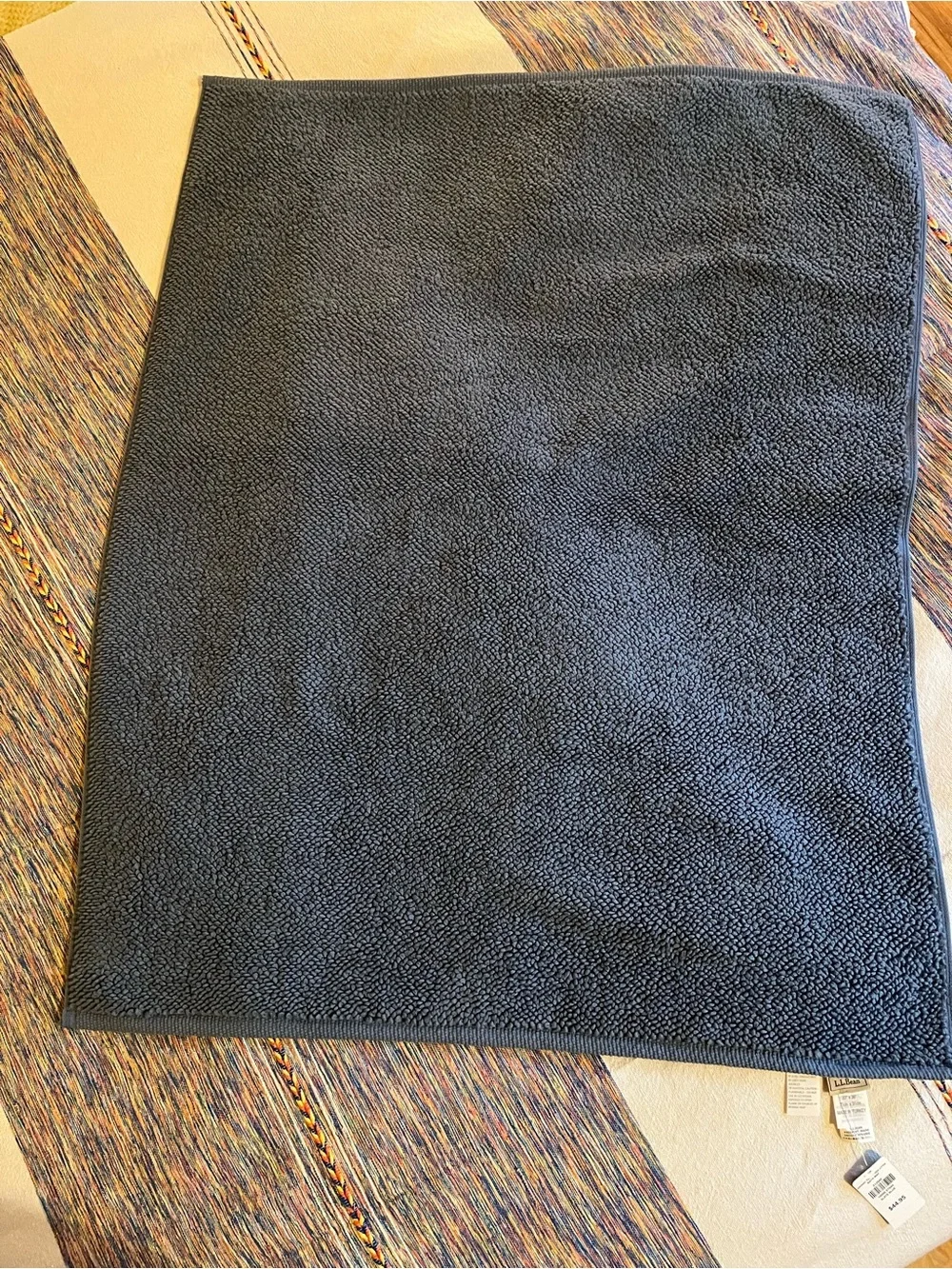 NEW! With Tags! L.L.Bean Slate Blue Organic Textured Cotton Bath Mat